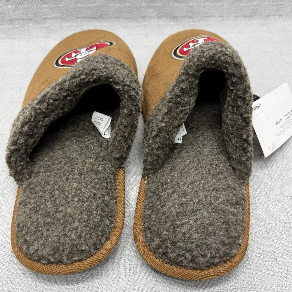 San Francisco 49ers Slippers Mens XL Brown NFL Football FOCO Faux Suede
